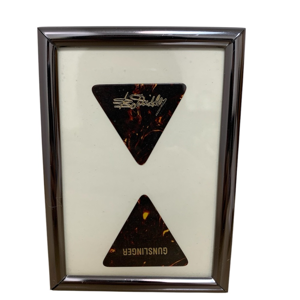 Vintage Bo Diddley Signature Gunslinger Triangle Brown Guitar Picks